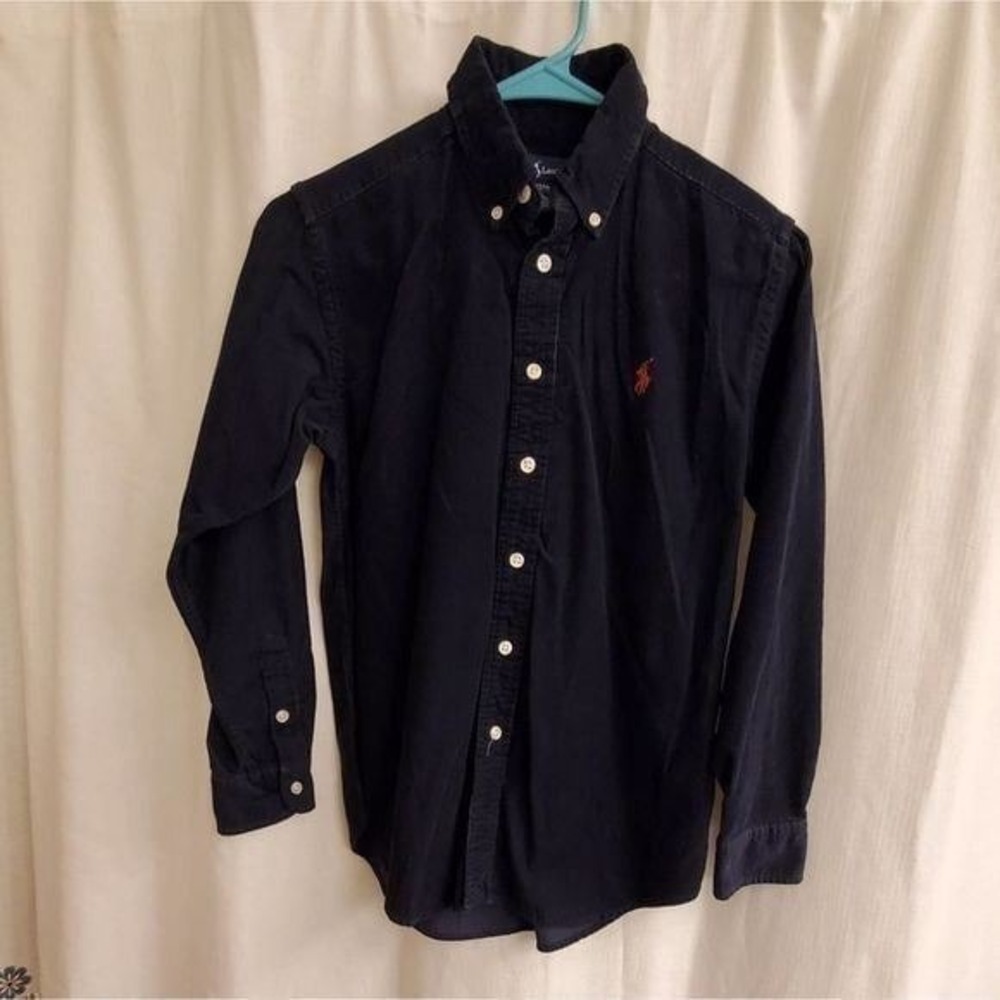 RALPH Lauren navy corduroy button‎ up shirt boys